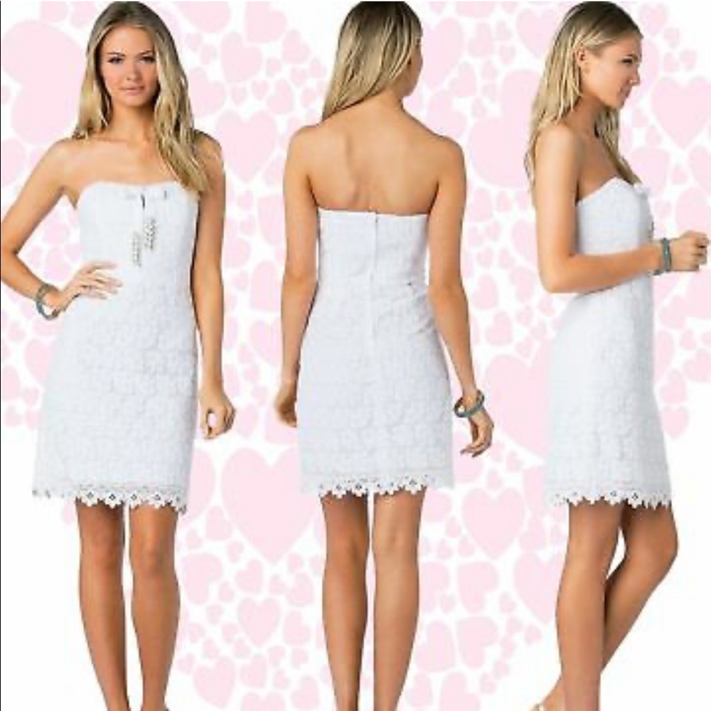 Lilly Pulitzer White Bumblebee Lace Larter Strapless Dress - Picture 2 of 12